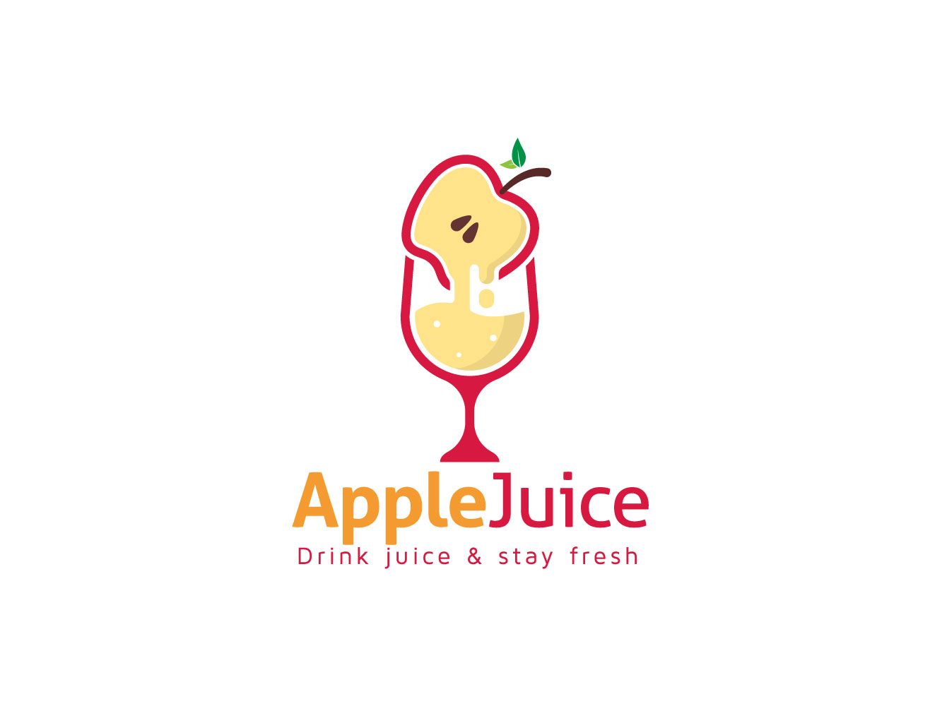 Fruit Juice Logo Concept For Apple Juice With Glass Vector Design.