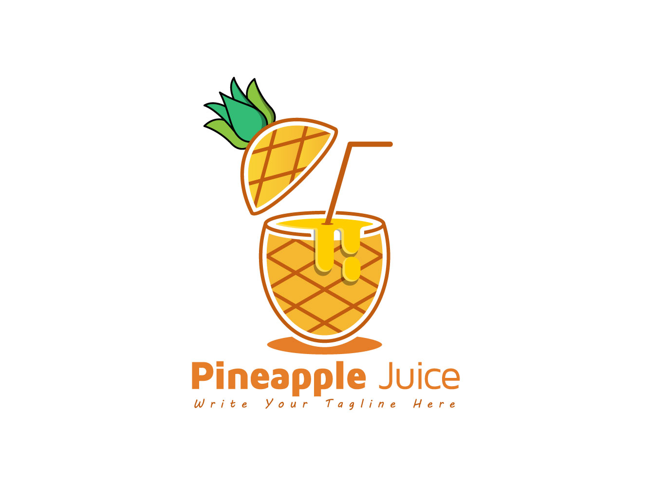 Fresh juice logo icon vector design, pineapple juice logo, drinking juice concept