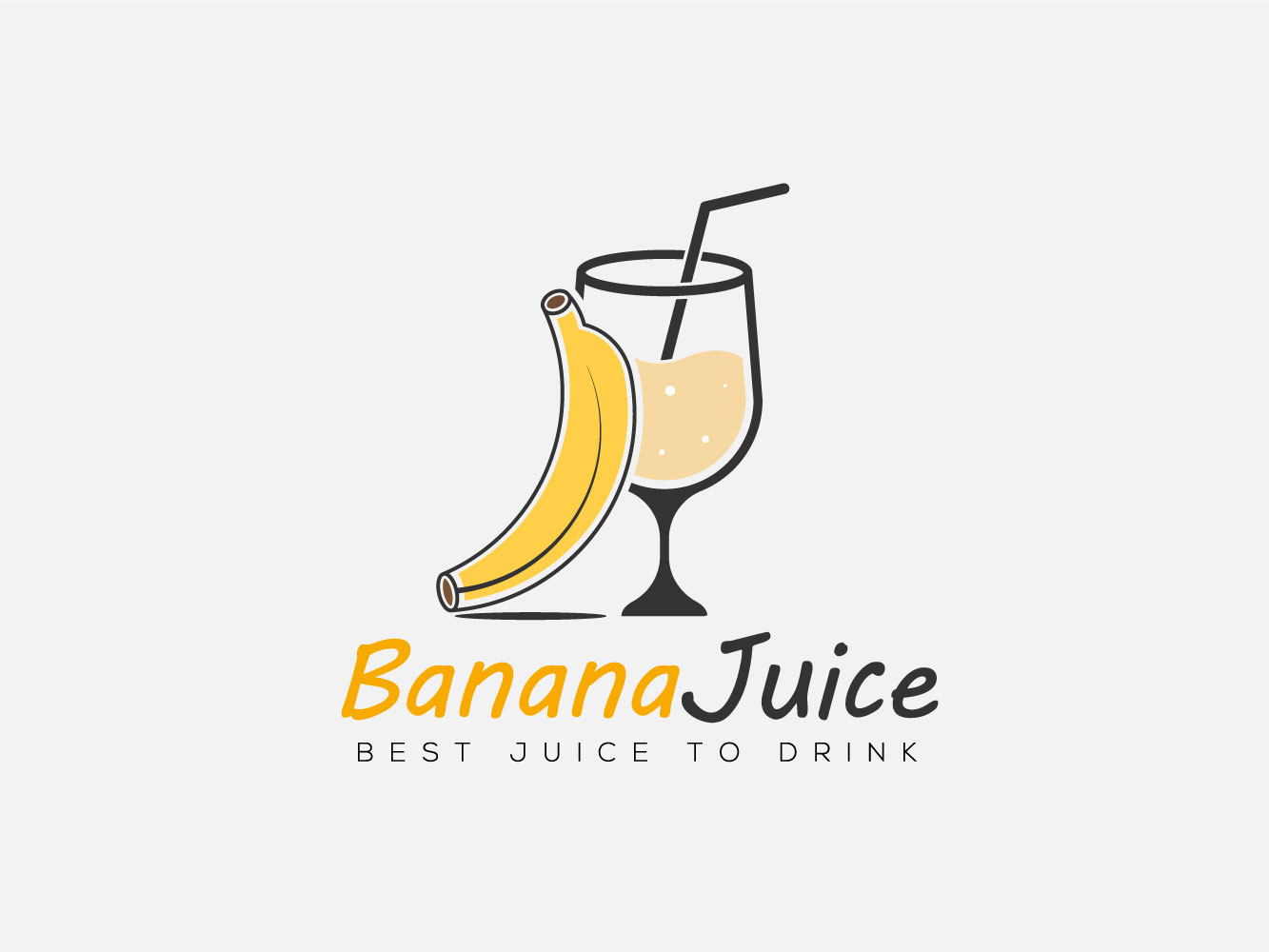 Banana Juice Fruit Juice With Glass Vector Logo
