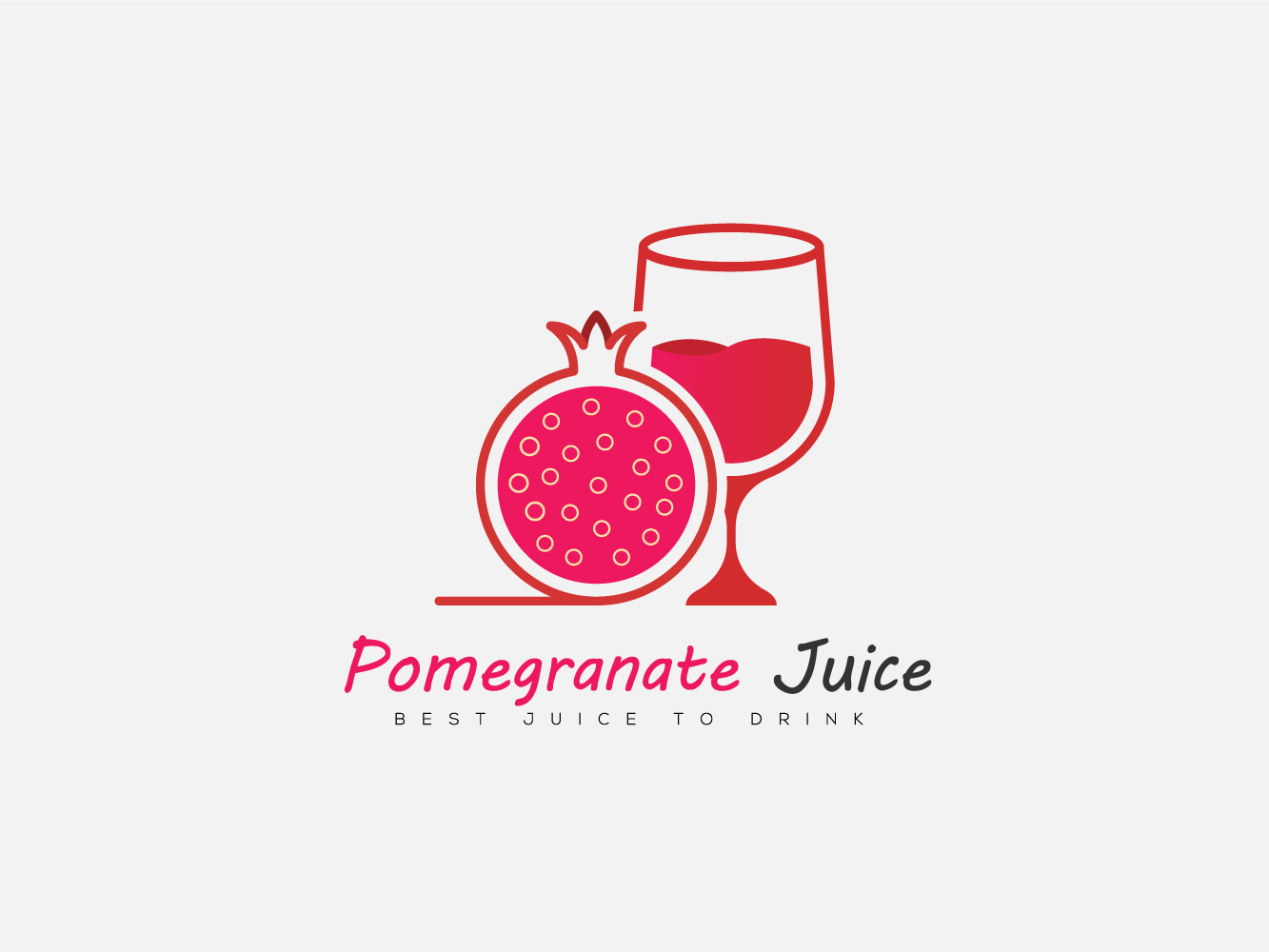 Pomegranate juice logo, Healthy juice with a glass