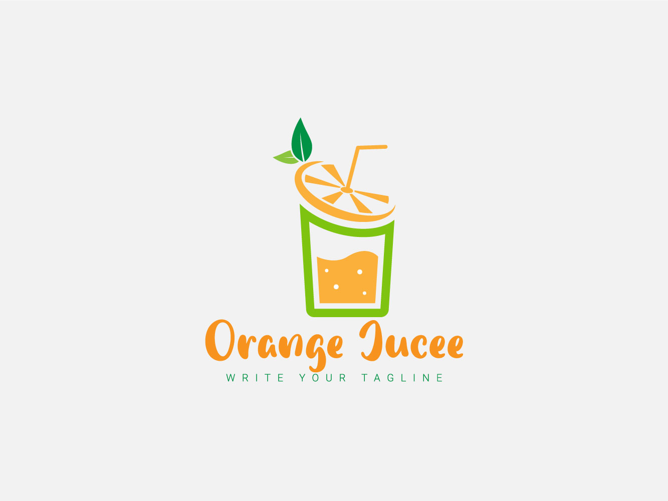 Orange Juice Logo With Glass Orange Slice, Natural Drinking Vecror Design