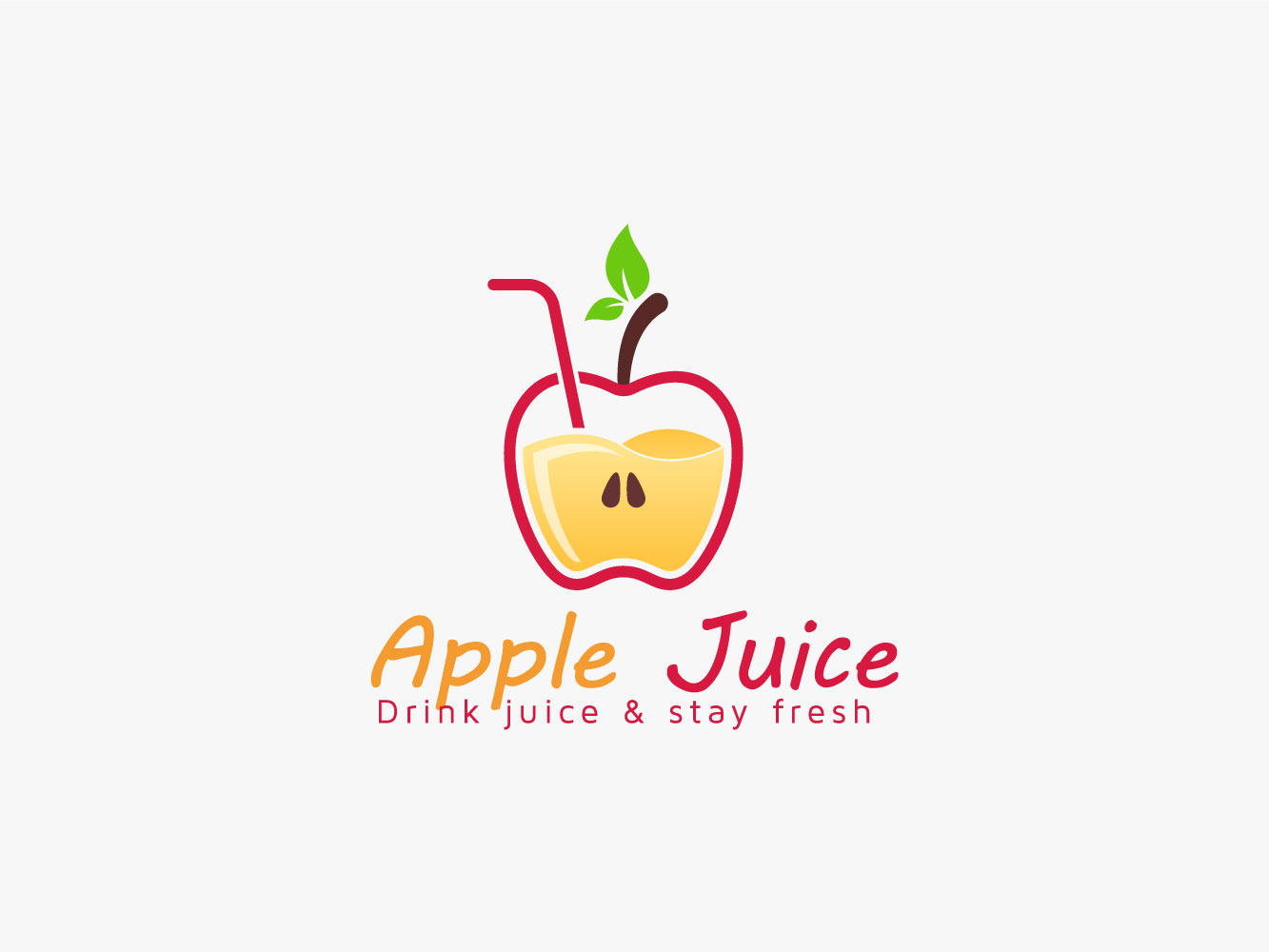 Fruit Juice Logo Concept For Apple With Glass Vector Design.