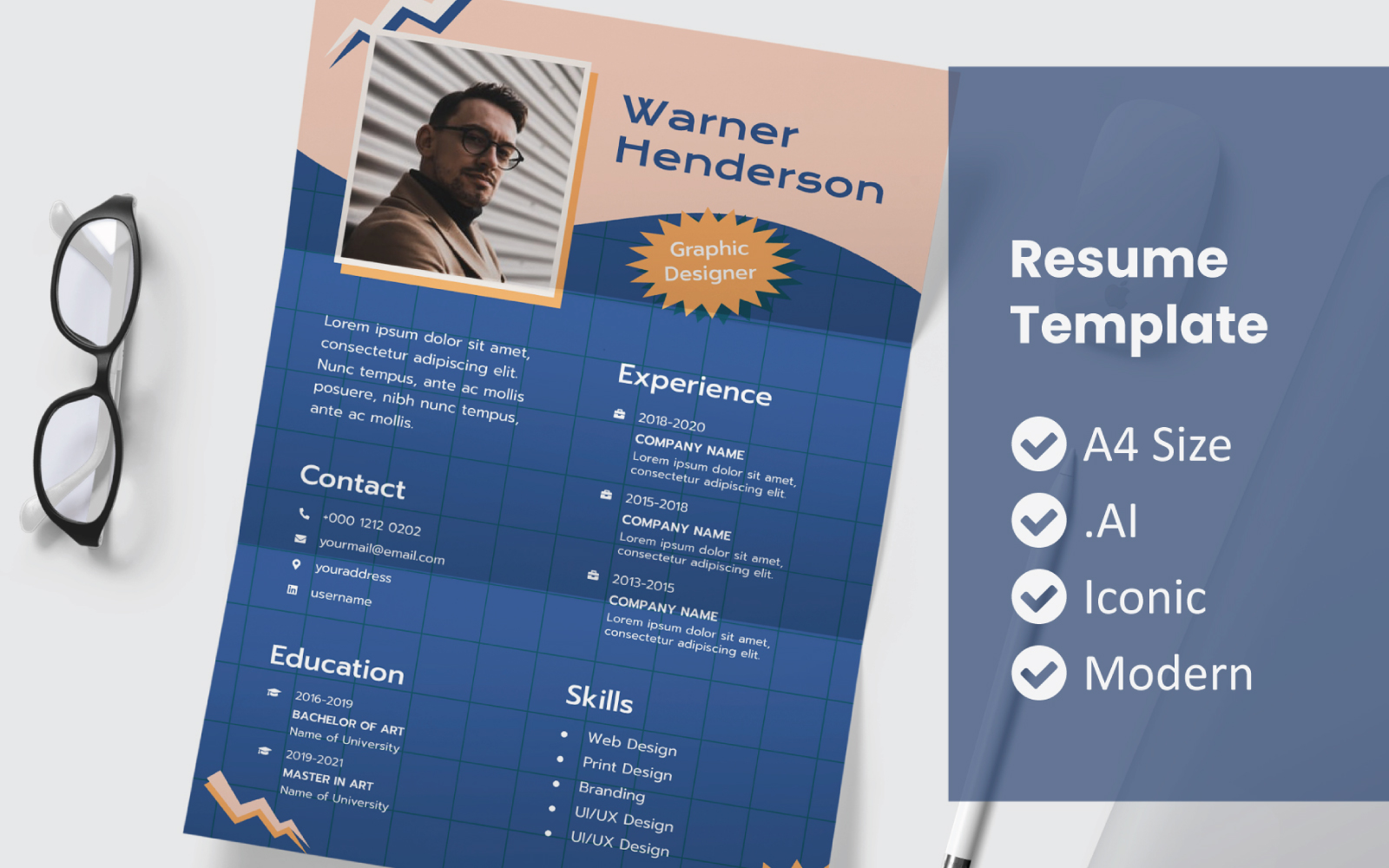 90's Style Resume Printable Template