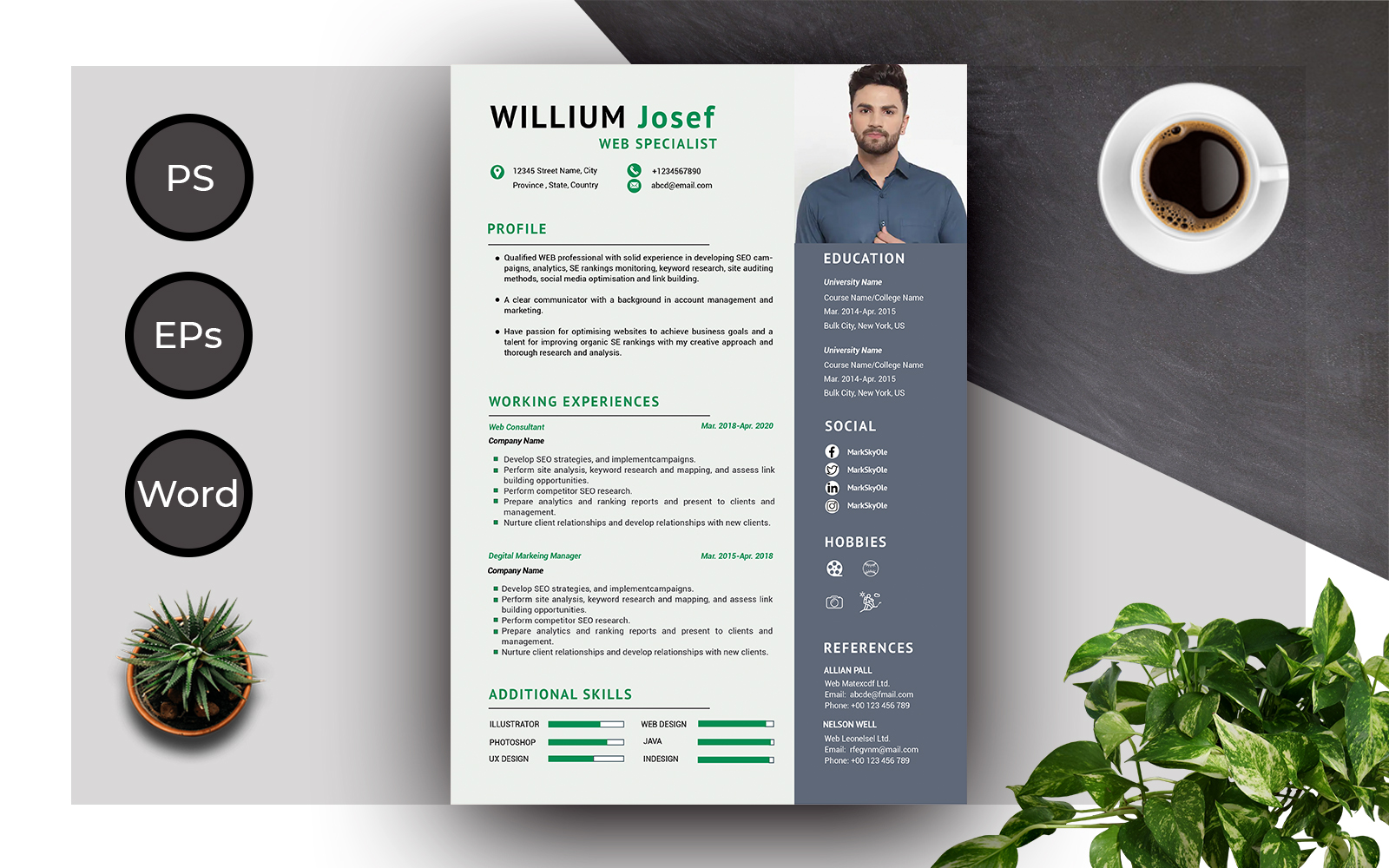 Resume Template of Willium Josef Complete And Professional CV Resume Template
