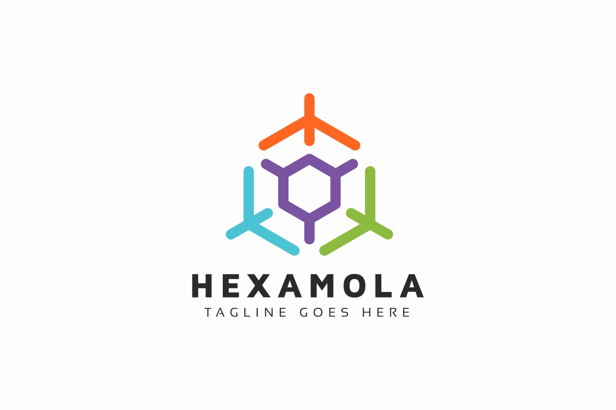Hexagon Molecula Logo Template