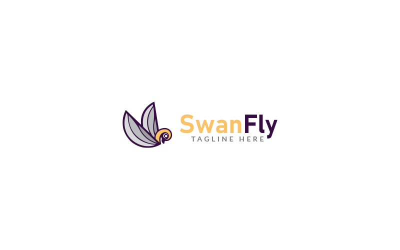 Swan Fly Logo Design Template