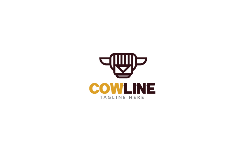 Cow Line Logo Design Template