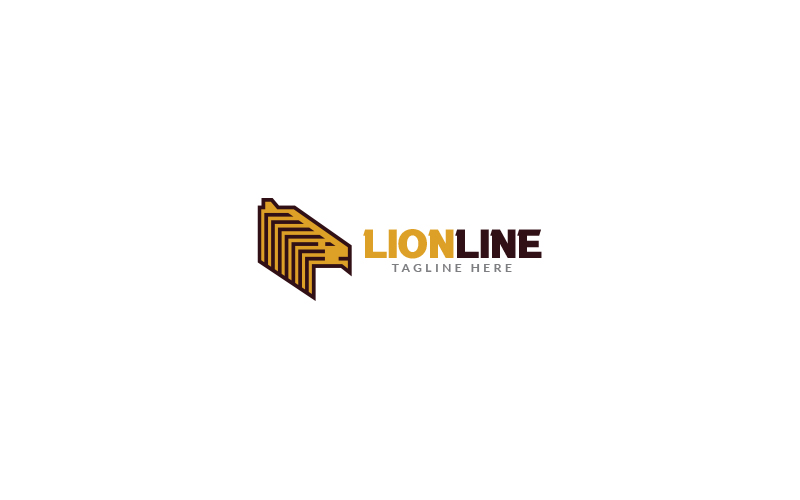 Lion Line Logo Design Template