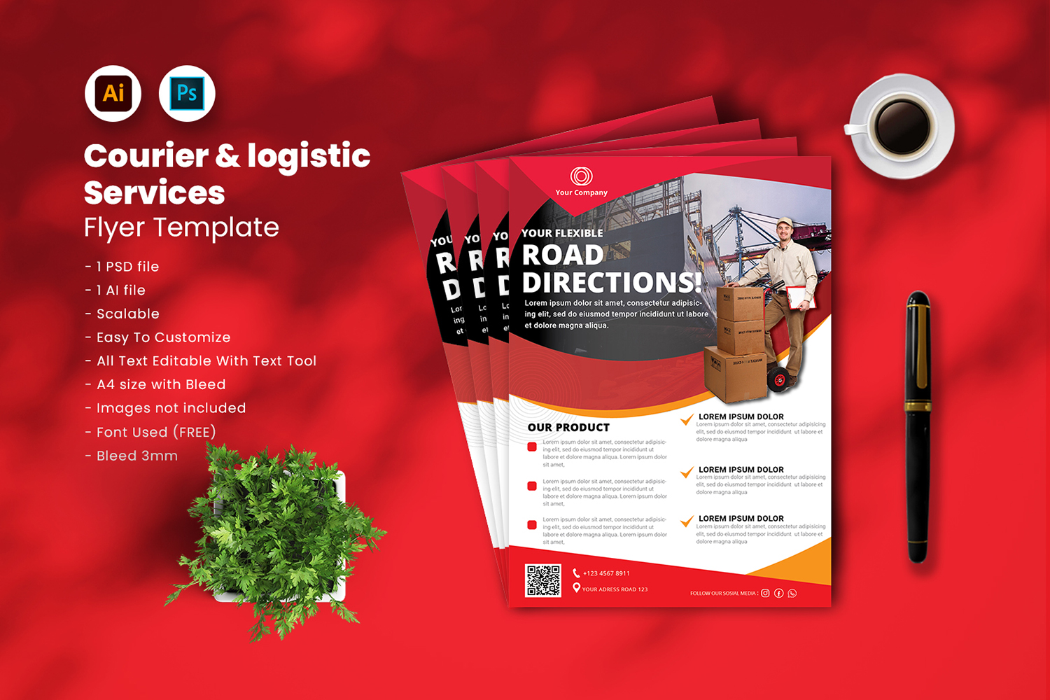 Courier & Logistic Flyer Template vol.11