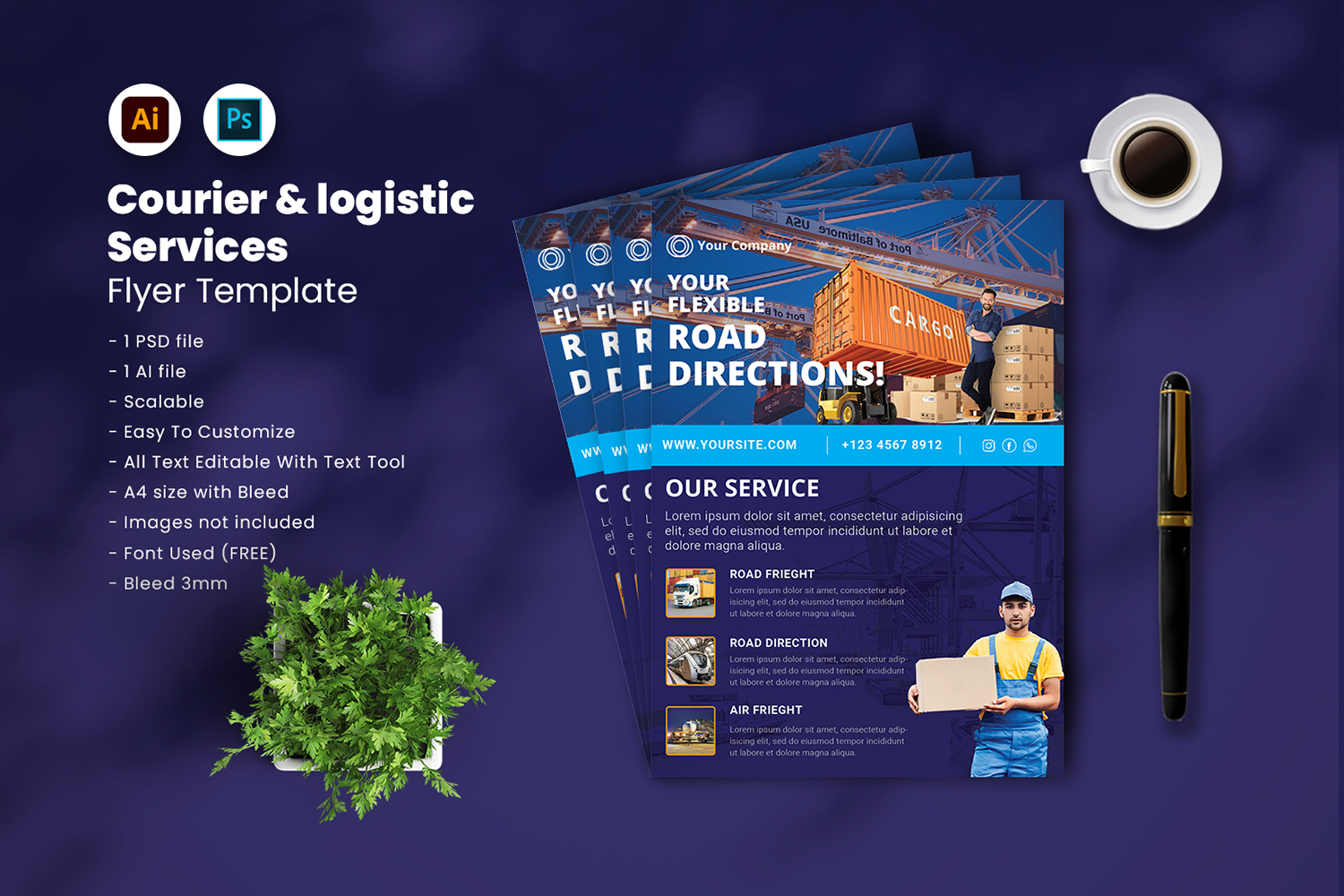 Courier & Logistic Flyer Template vol.12