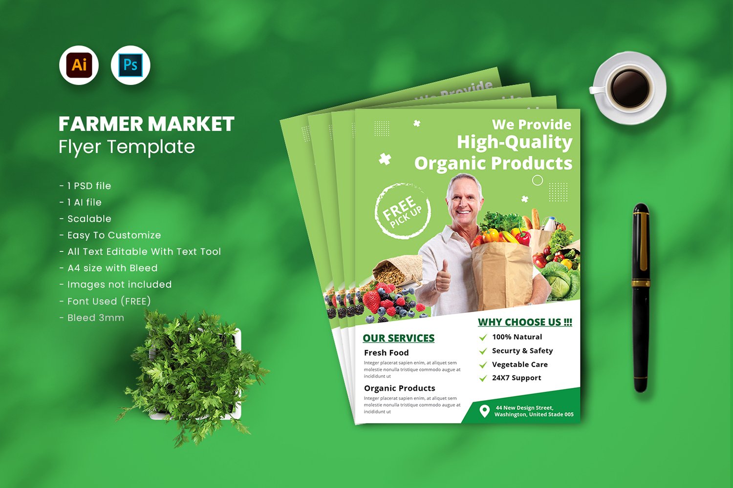 Farmer Market Flyer Template vol.37