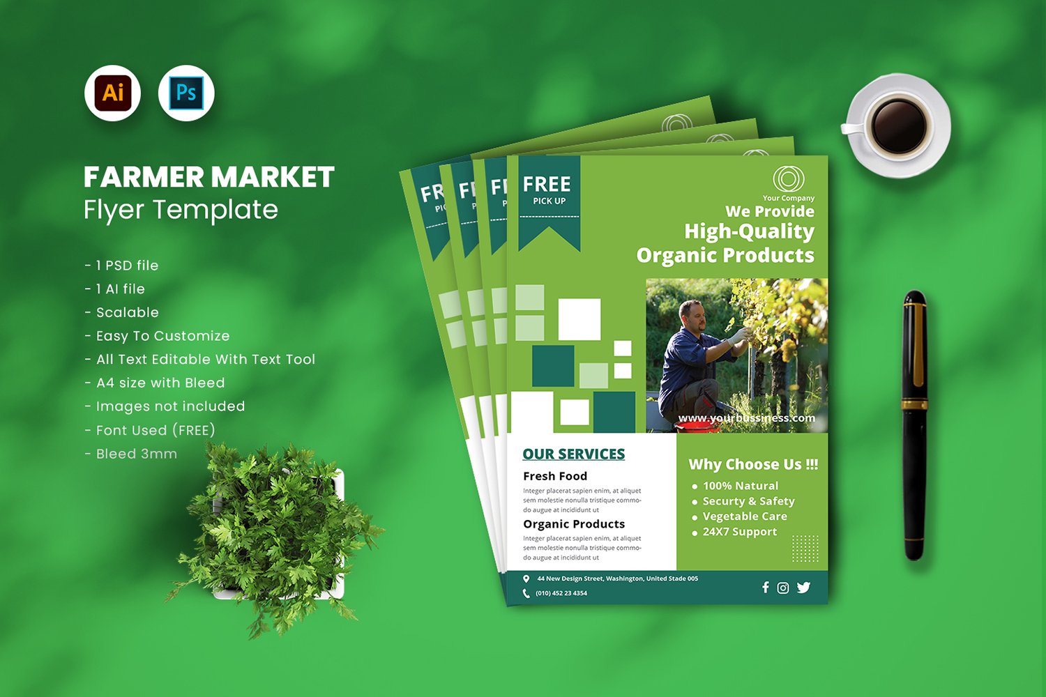 Farmer Market Flyer Template vol.38