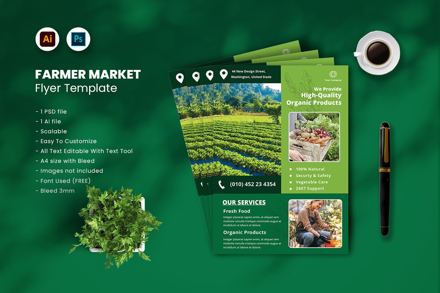 Farmer Market Flyer Template vol.39