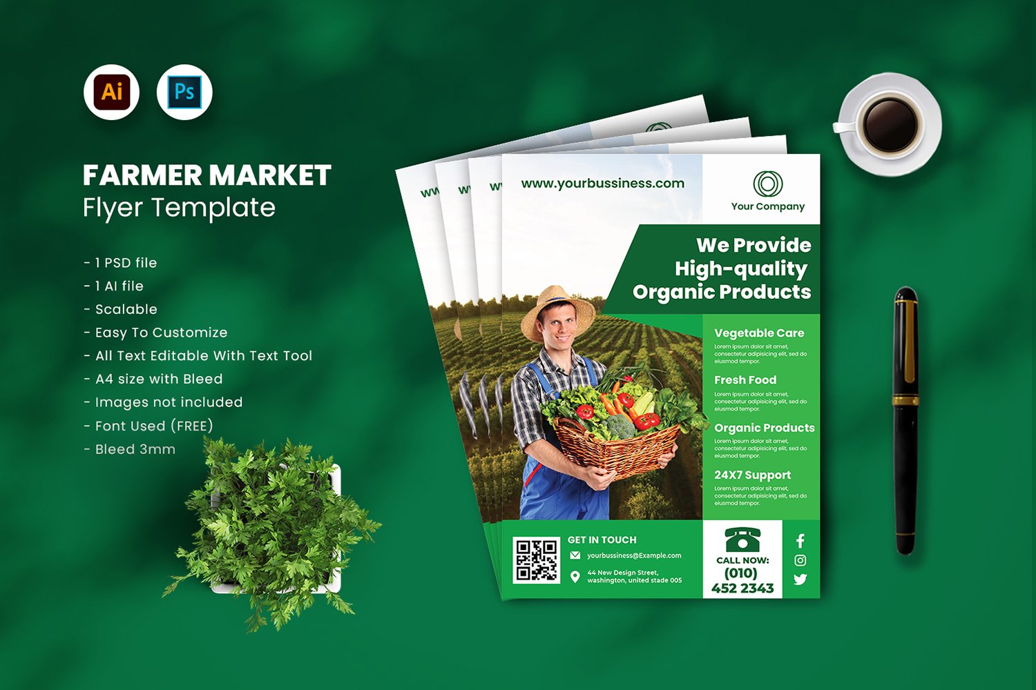 Farmer Market Flyer Template vol.40