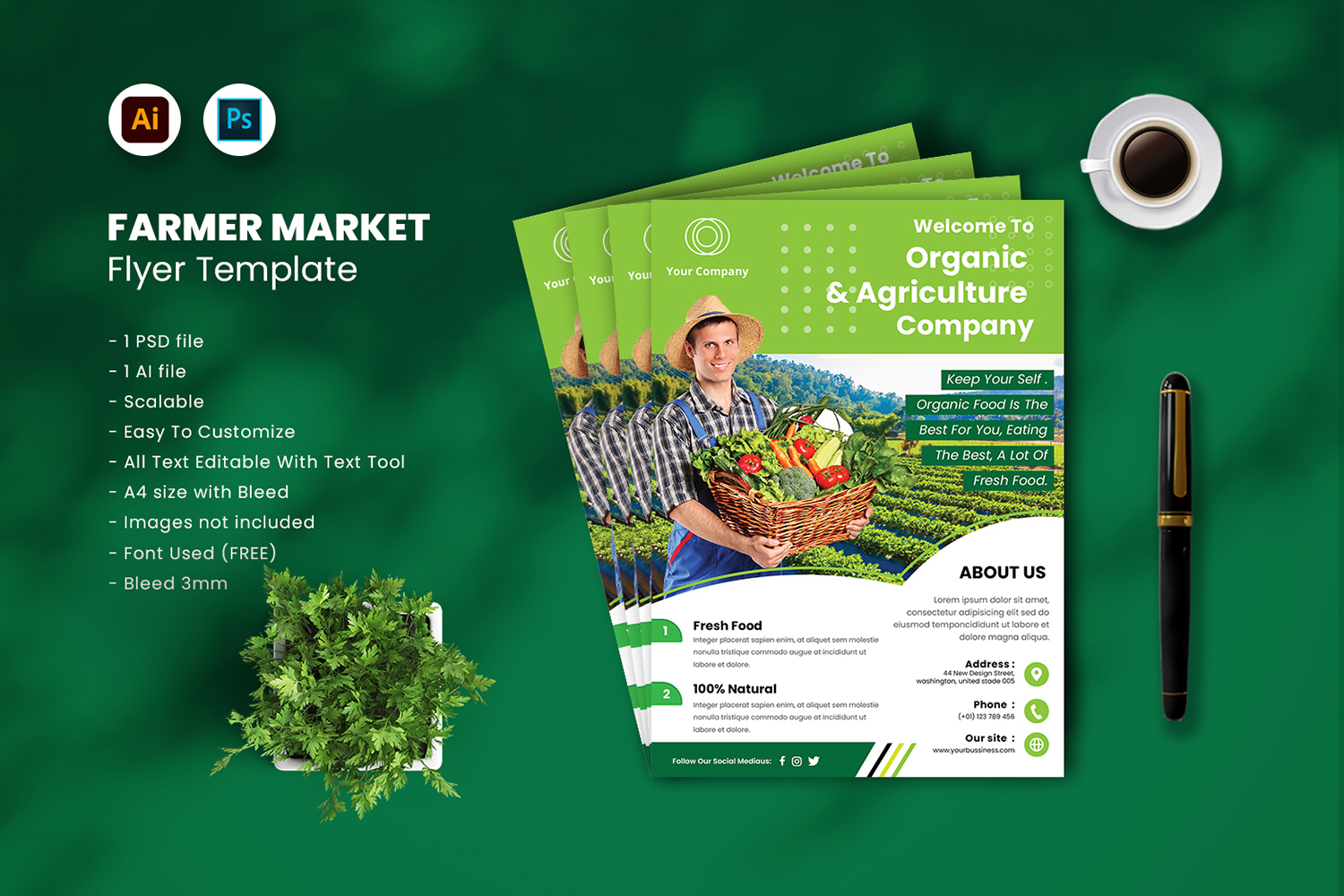 Farmer Market Flyer Template vol.43