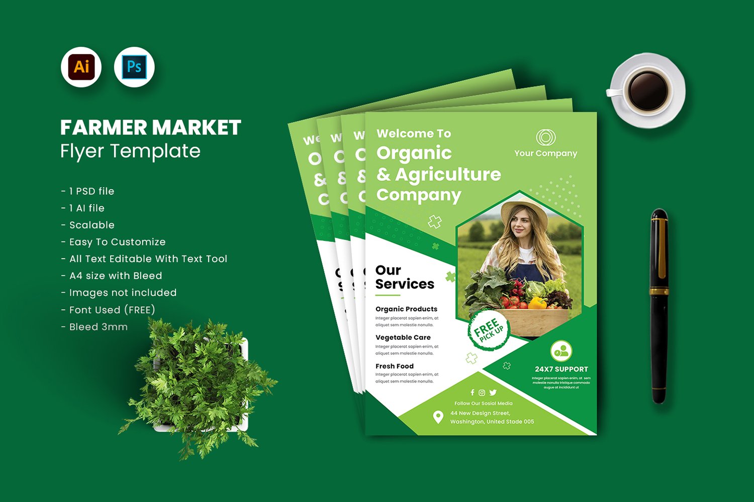 Farmer Market Flyer Template vol.44