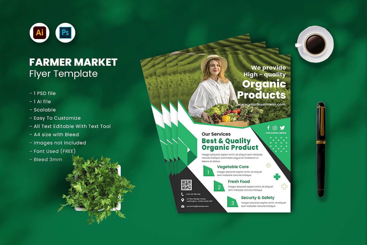 Farmer Market Flyer Template vol.47