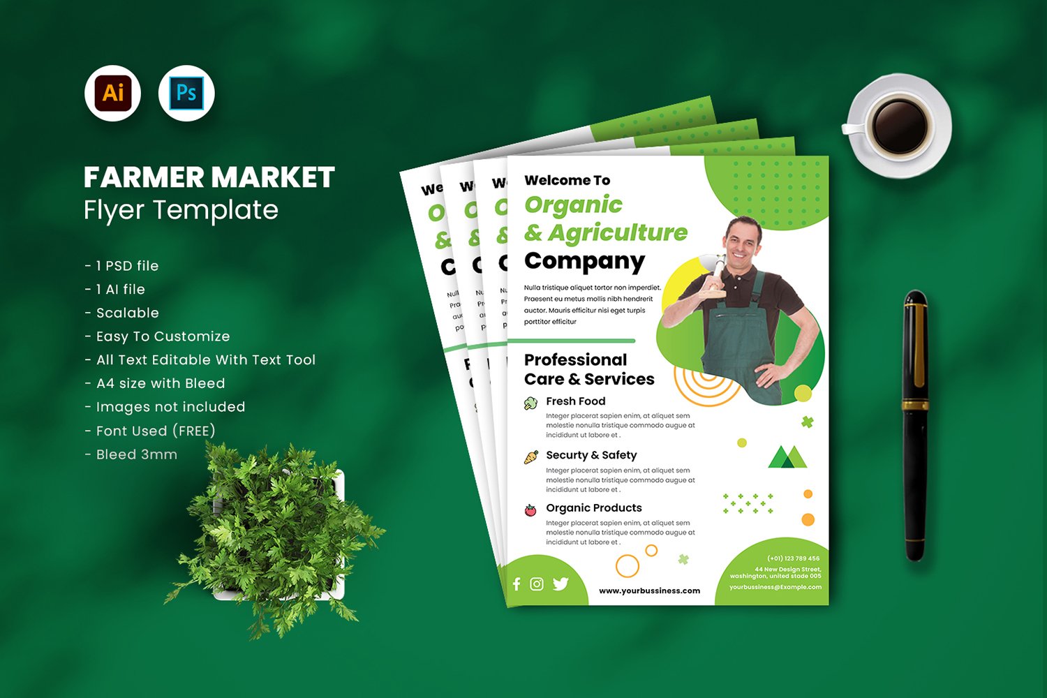 Farmer Market Flyer Template vol.48