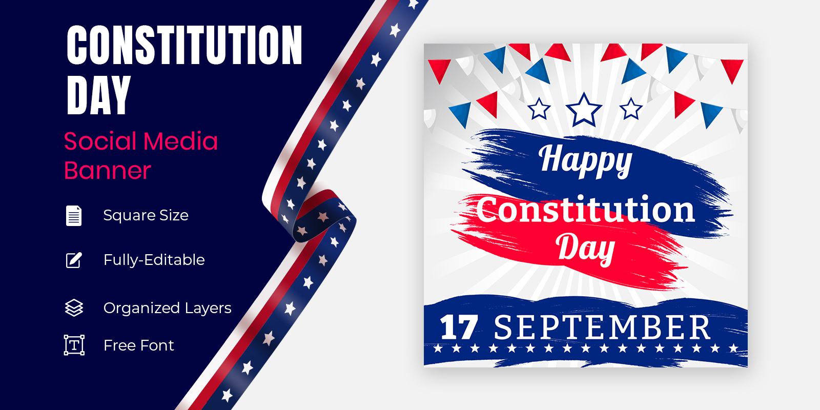 American Constitution Day Vector Social Banner