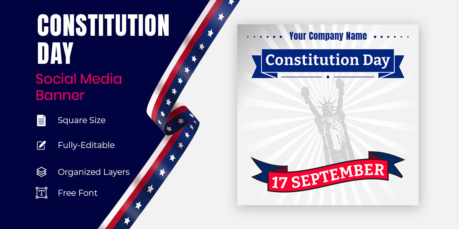 A Flag Of The United States Happy Constitution Day Social Banner