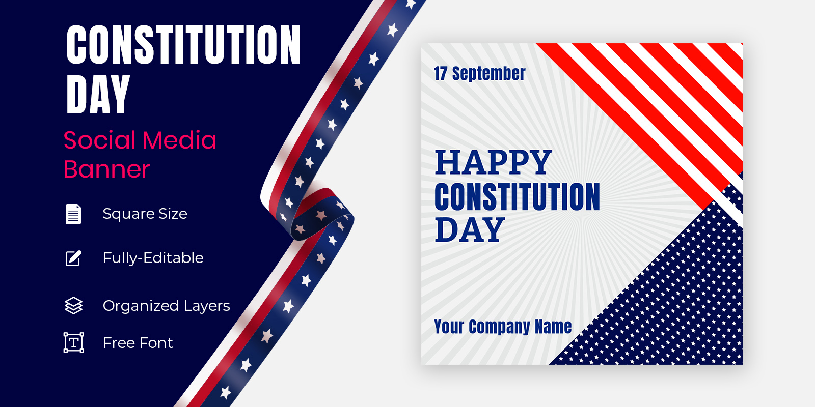 American Constitution Day National Day Of America Social Banner Design.