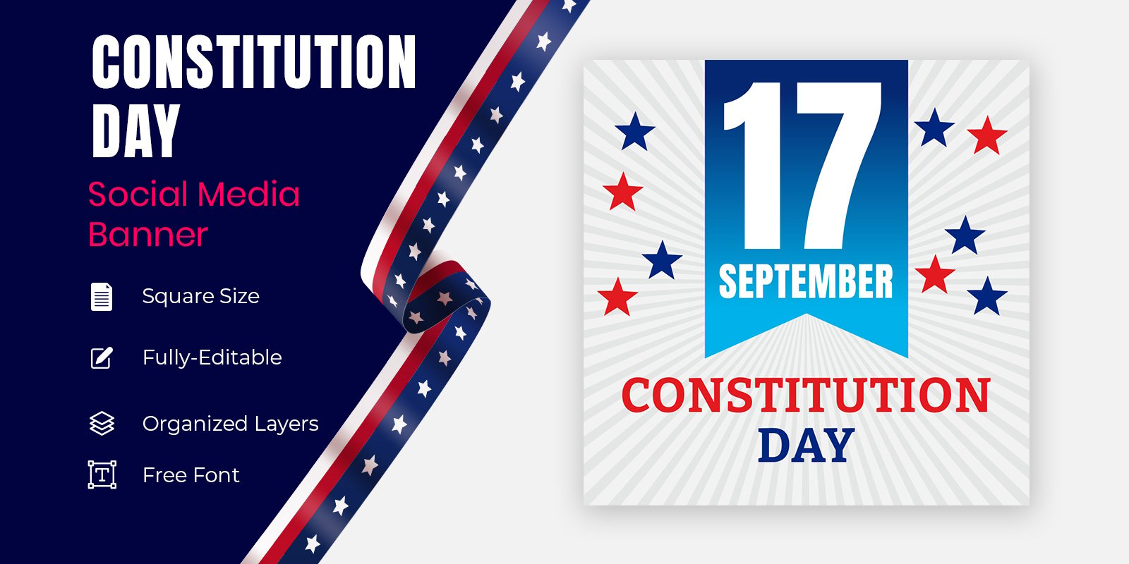 Constitution Day Of The United States Poster Social Banner