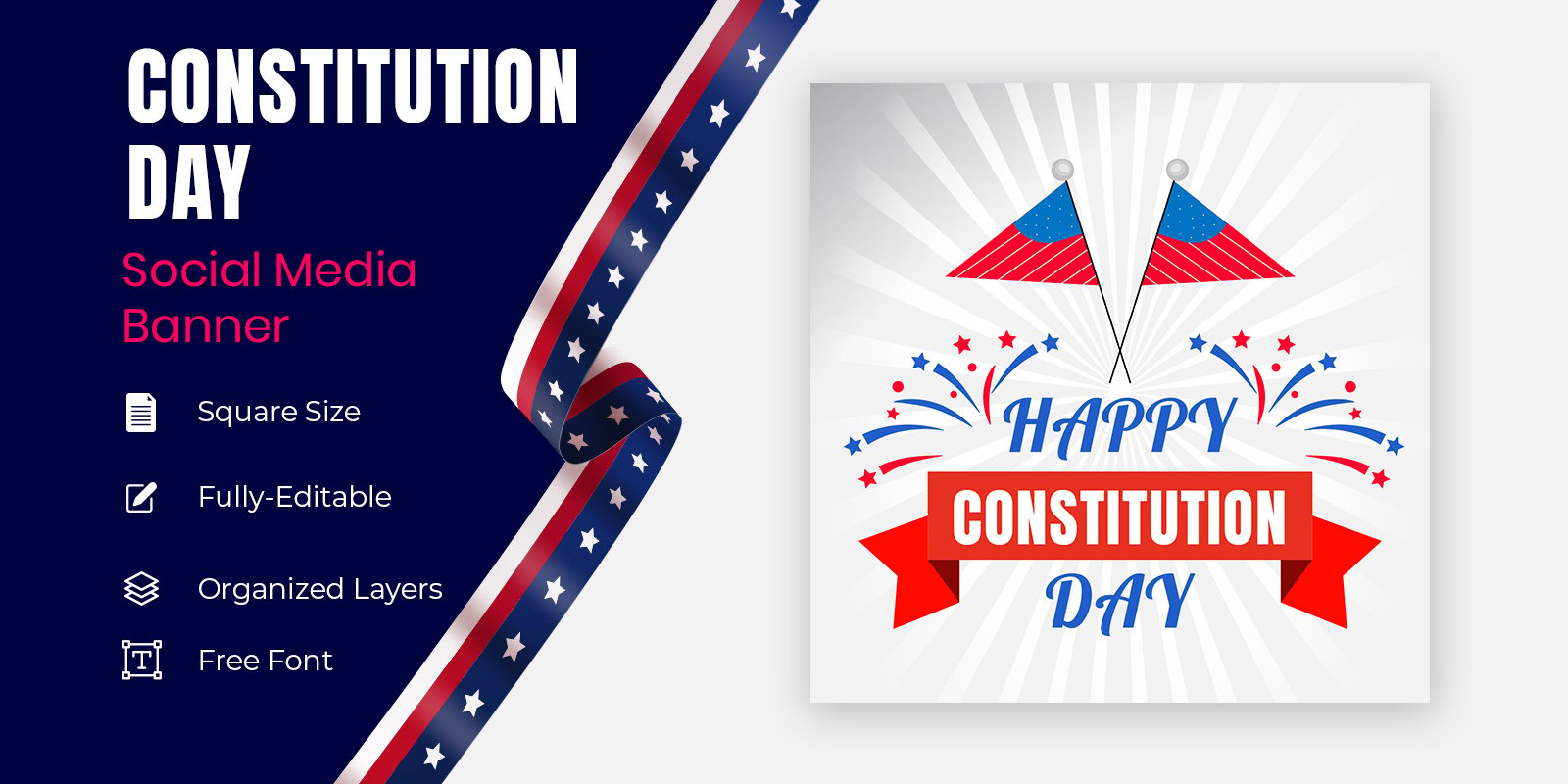 American Constitution Day National Day Of America 17 September Social Banner