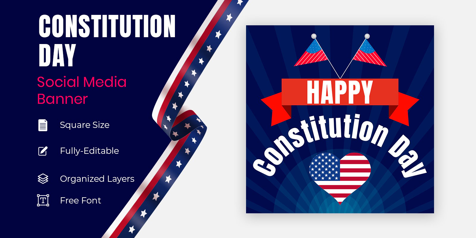 Banner Or Flyer Design For American Constitution Day Celebration Social Banner