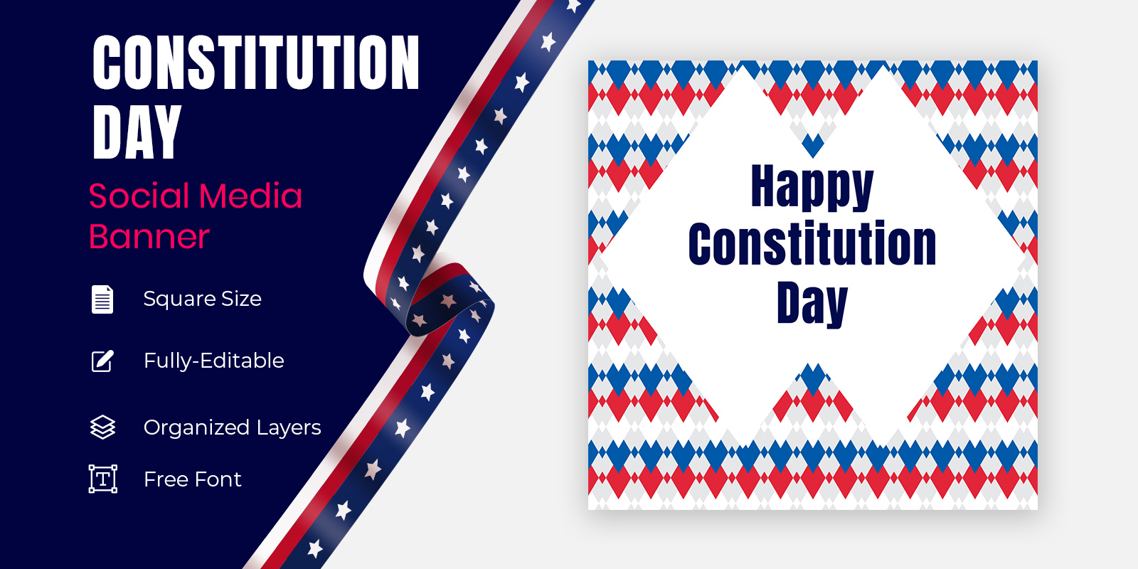 American National Constitution Day Poster Or Social Banner Design.