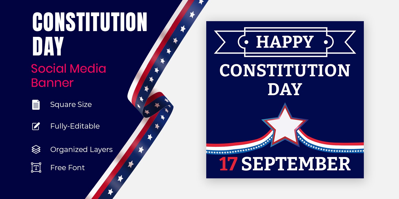 Poster Constitution Day And Citizenship Day In America Social Banner Design.