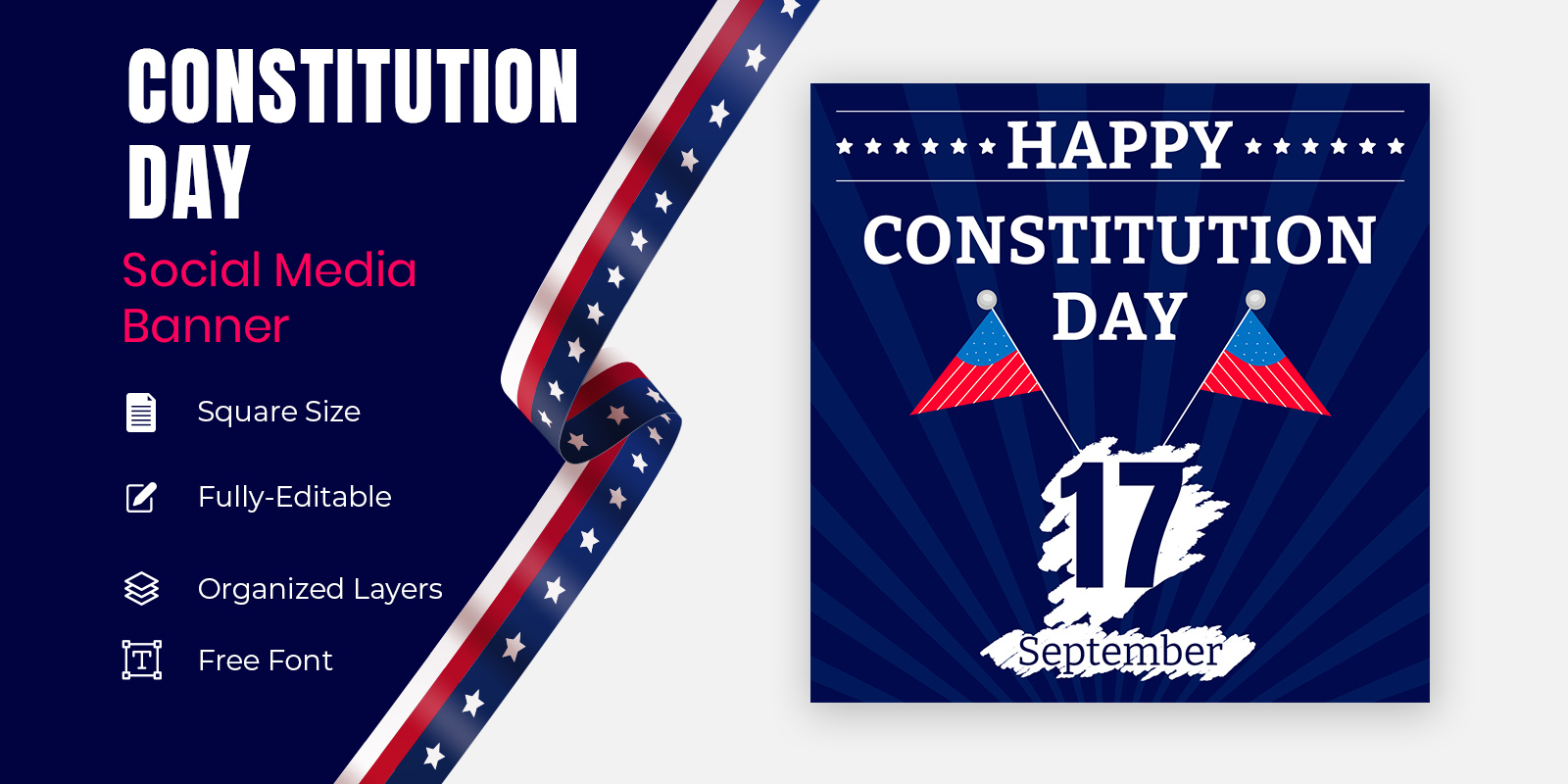 Constitution Day In United States Celebrate Annual In September 17 Social Banner Design