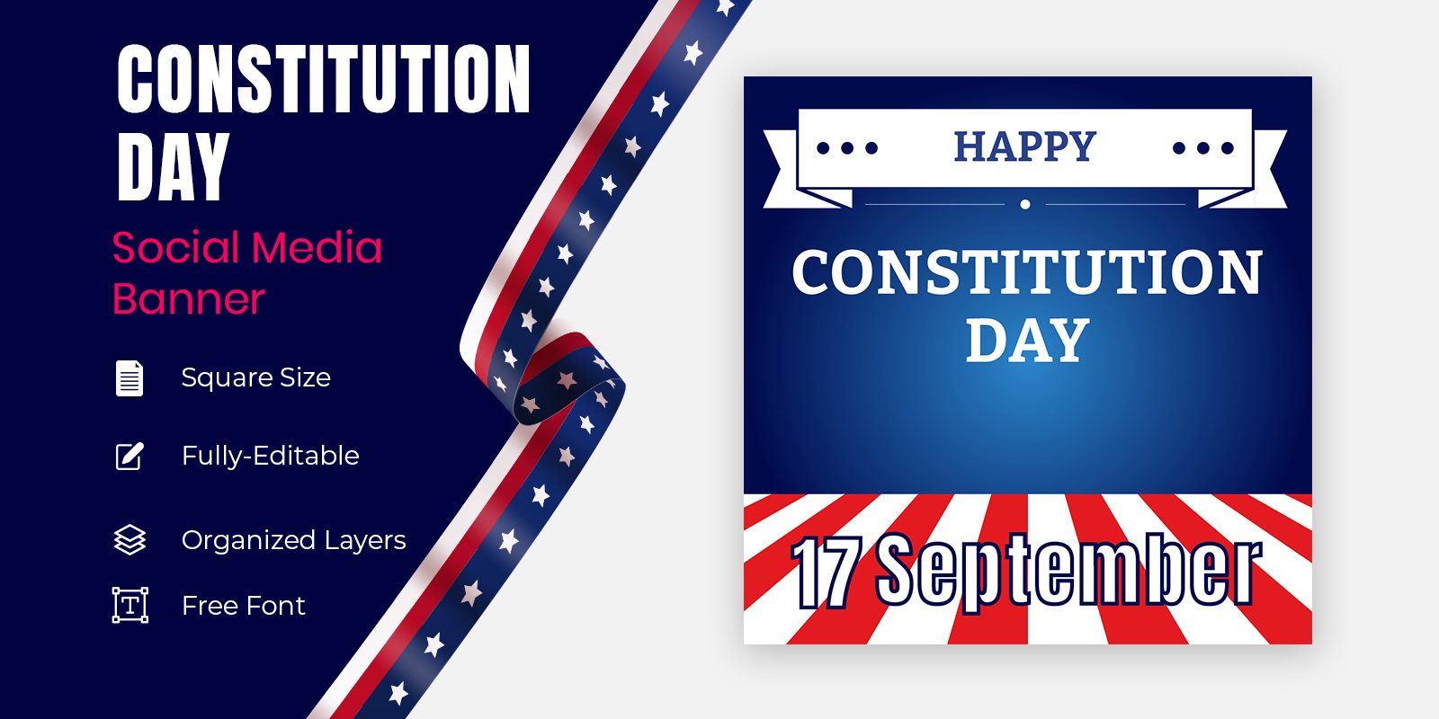 17th September American Citizenship Day Social Banner Design Template.