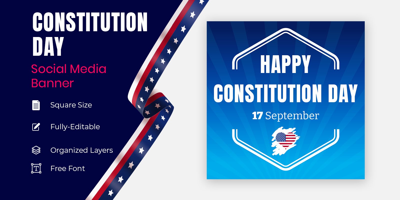 Constitution Day In United States Holiday In September 17 Banner Design Social Media