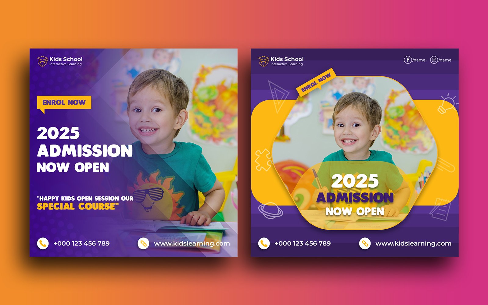 Kids School Admission Social Media Post Instagram Post template