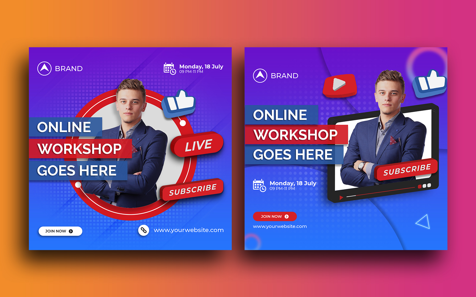 Live Streaming Workshop Instagram Post Social Media Post template