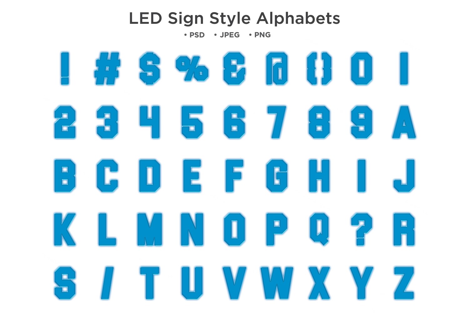 LED Style Alphabet, Abc Typography