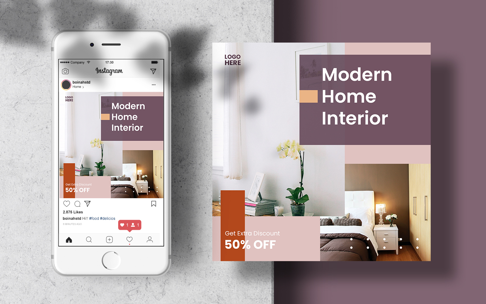 Modern Home Interior Instagram Post Banner Template Social Media