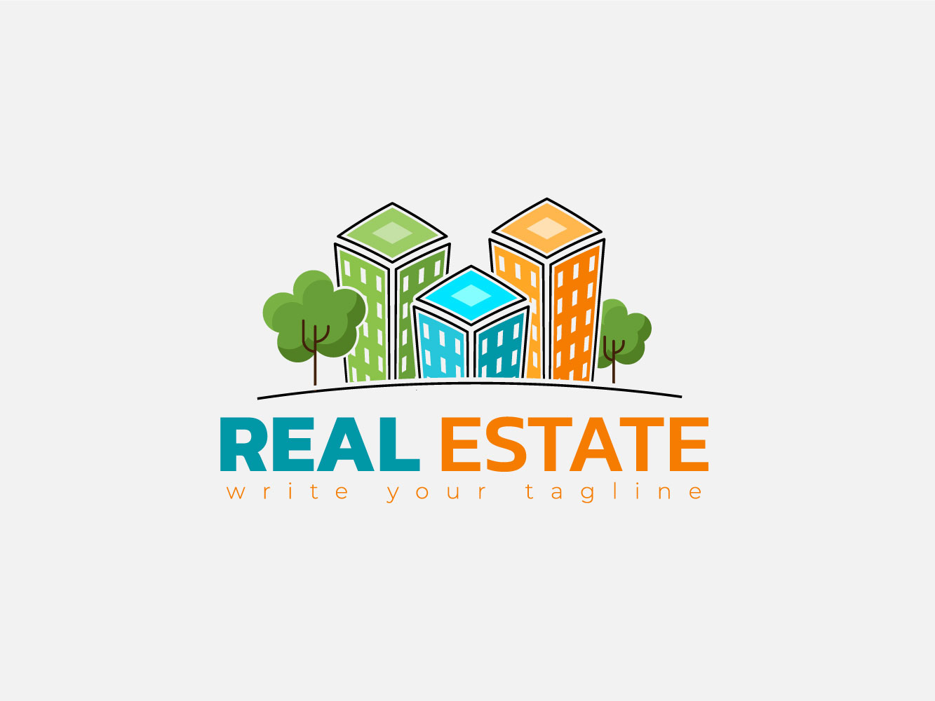 Real Estate Logo Design Template Concept For Landscape City