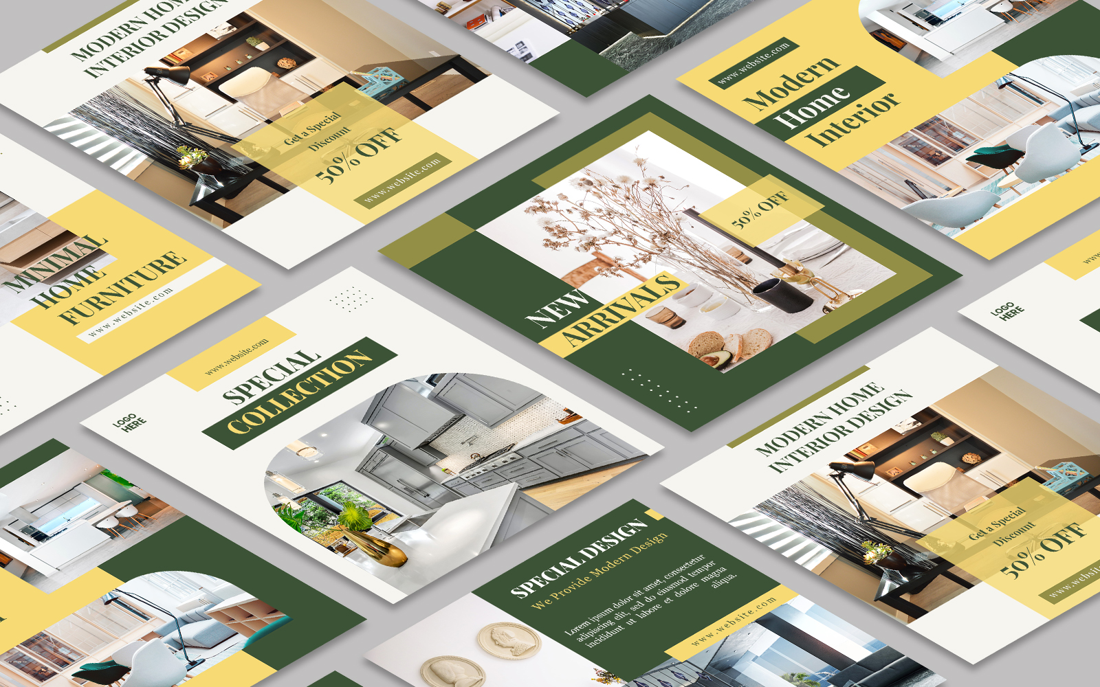 Modern Interior Instagram Post Template Banner Set Social Media