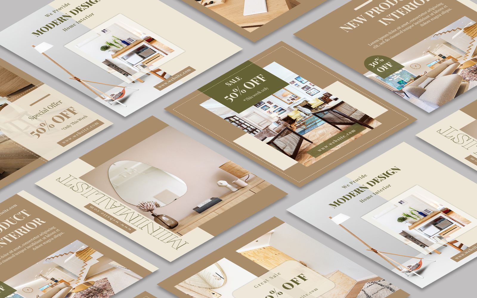 Minimal Home Interior Instagram Post Banner Template Set Social Media