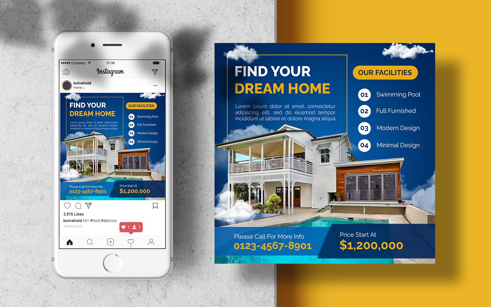 Modern House For Sale Instagram Post Banner Template Social Media