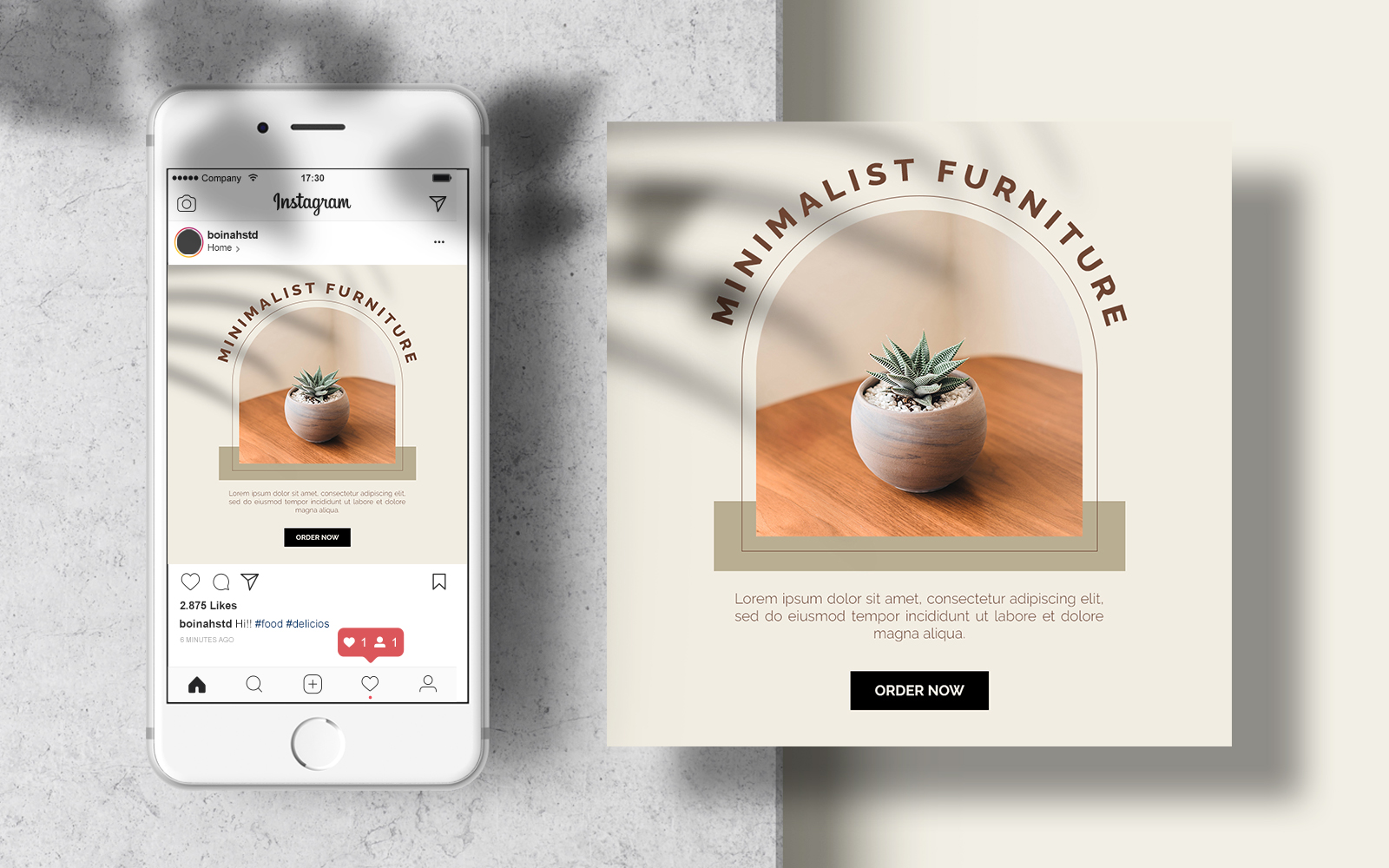 Minimalist Furniture Instagram Post Template Banner Social Media