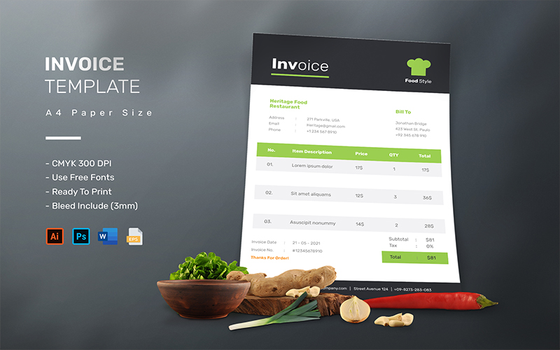 Food Style - Invoice Template