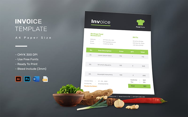 Food Style - Invoice Template