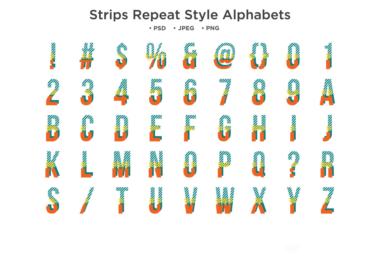 Strips Repeat Style Alphabet, Abc Typography
