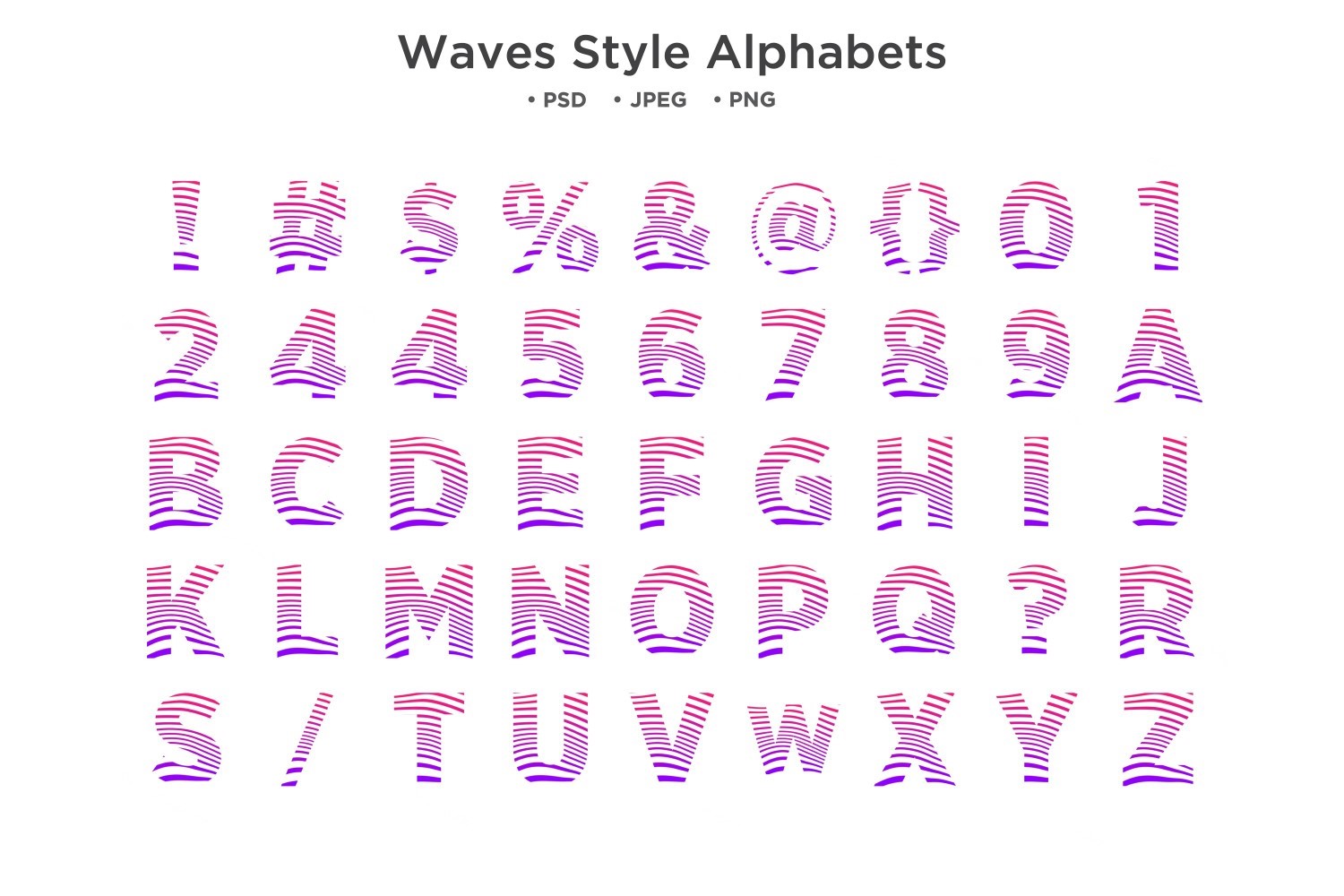 Waves Style Alphabet, Abc Typography