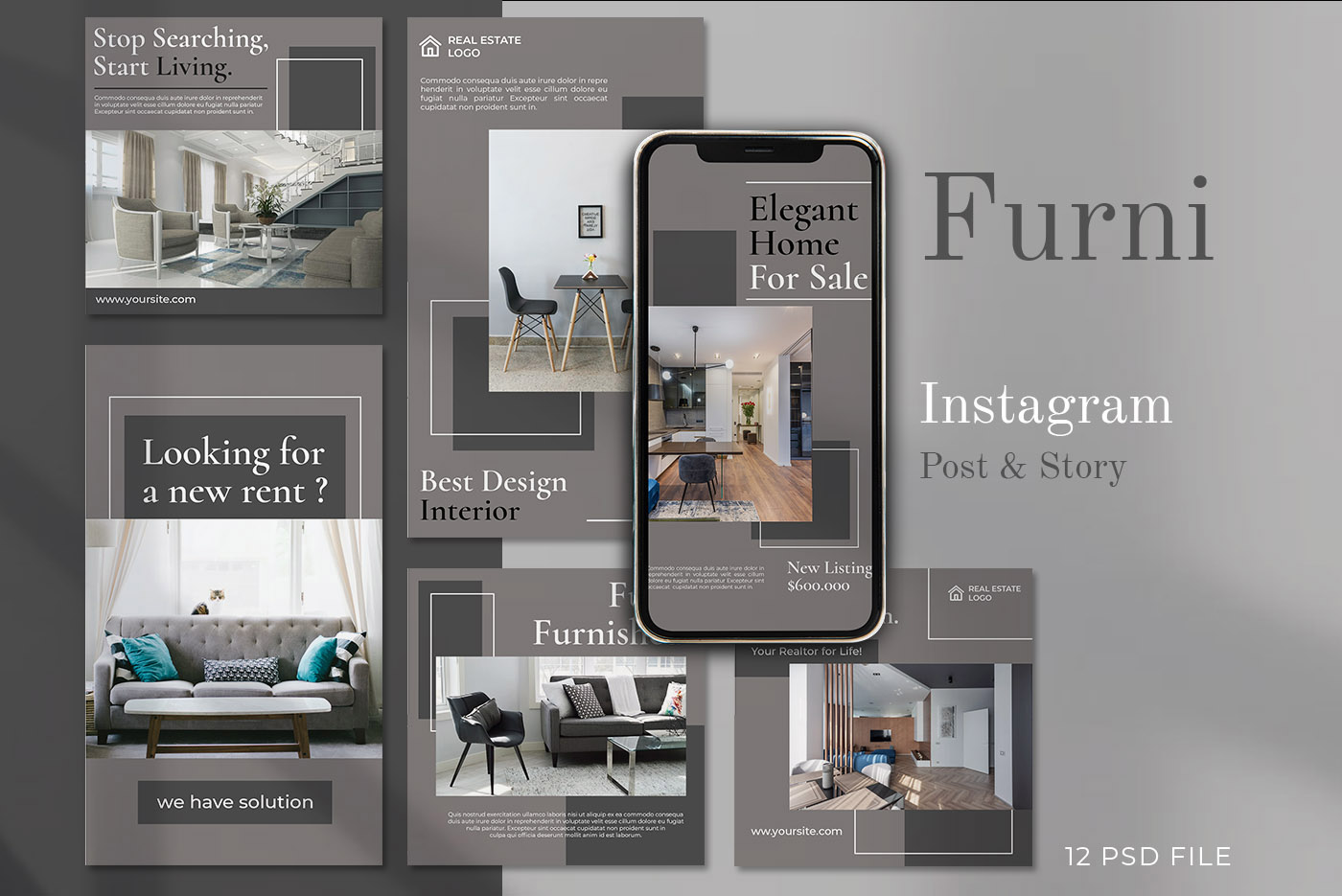 FURNI - Social Media Post and Instagram Story Template