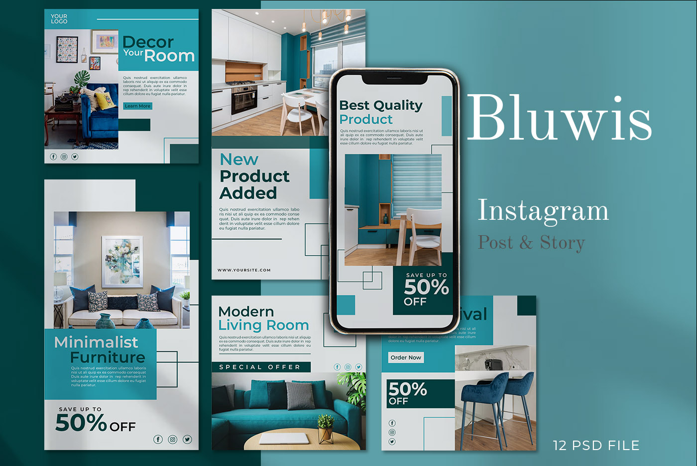BLUWIS - Social Media Post and Instagram Story Template