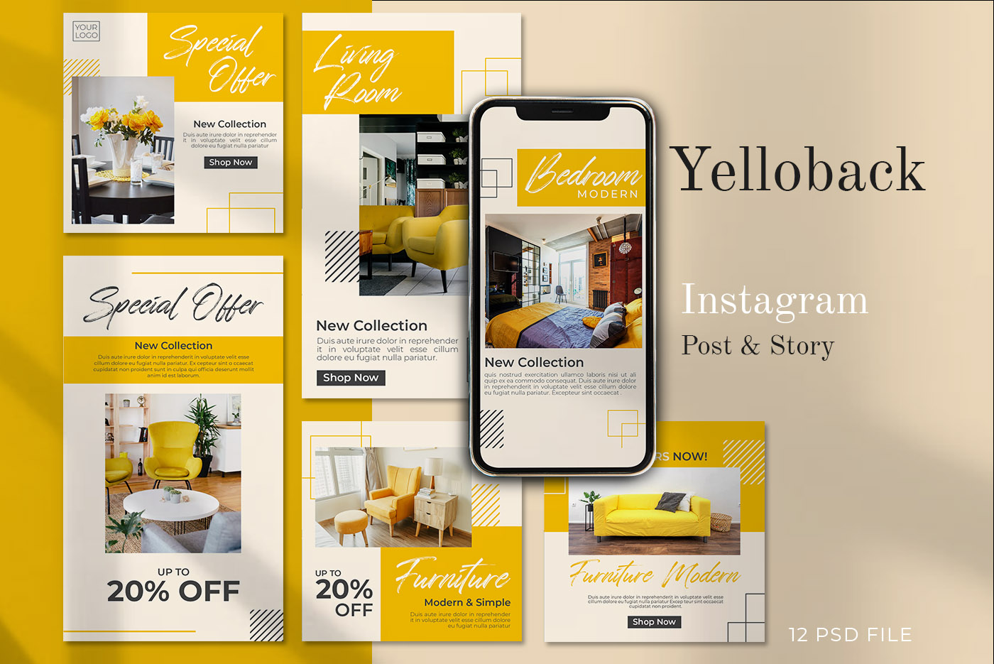 YELLOBACK  - Social Media Post and Instagram Story Template