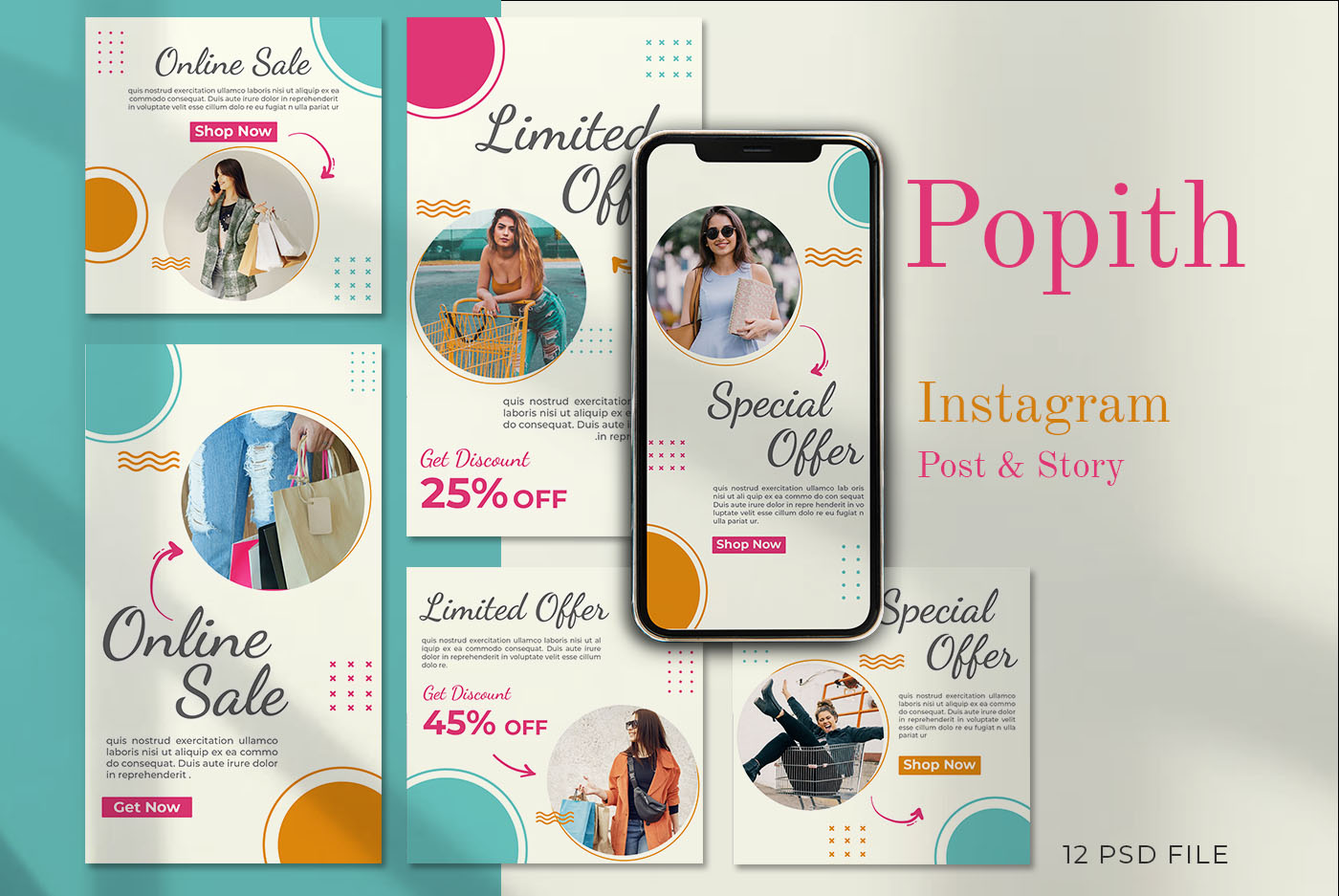 POPITH- Social Media Post and Story Template for Instagram